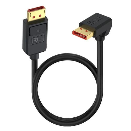 Cable Adaptador de Extensión DisplayPort DP2.1 a DP2.1 Codo Superior 52 Gbps 16K 30 Hz 1,2 m (Negro)