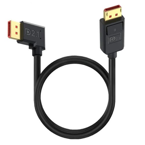 Cable Adaptador Extensión DisplayPort DP2.1 a DP2.1 Codo Izquierdo 52 Gbps 16K 30 Hz 1,2 m (Negro)