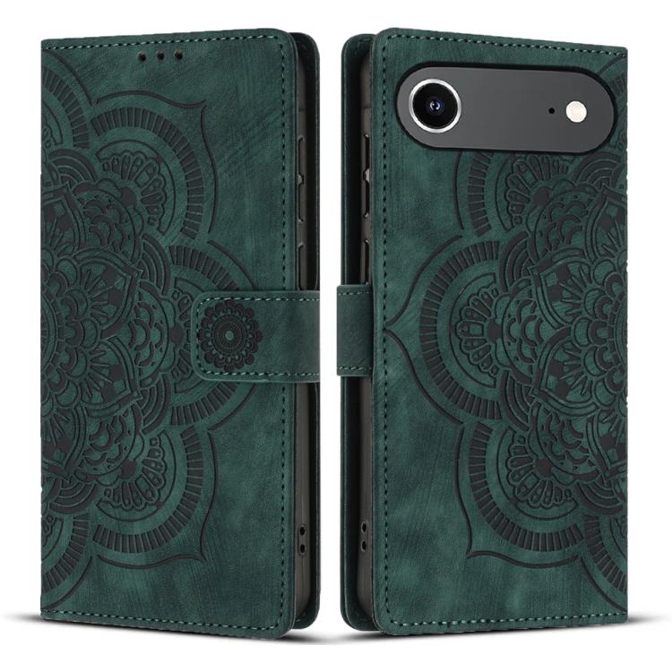Funda de cuero retro esmerilado con relieve Mandala para iPhone 17 Air (verde)