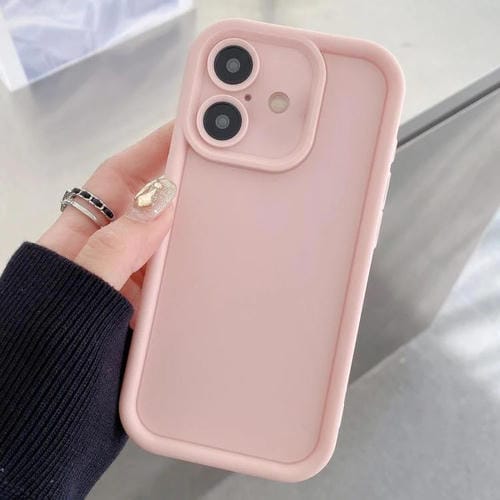 Funda de TPU con marco esmerilado y orificio preciso para iPhone 17 (rosa claro)