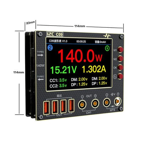 Amperometro Digitale Forma d'onda I2C C09 Modello Host Rilevamento Carico e Misurazione Tensione