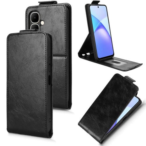 Funda magnética de cuero con tapa vertical y hebilla para Tecno Pop 10 / Infinix Smart 10 4G (negra)
