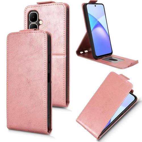 Funda magnética de cuero con tapa vertical y hebilla para Tecno Pop 10 / Infinix Smart 10 4G (oro rosa)