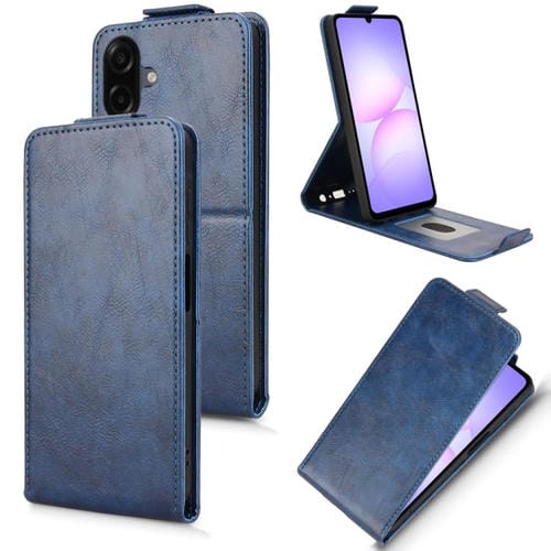 Funda magnética de cuero con tapa vertical y hebilla para Samsung Galaxy A07 4G (azul)