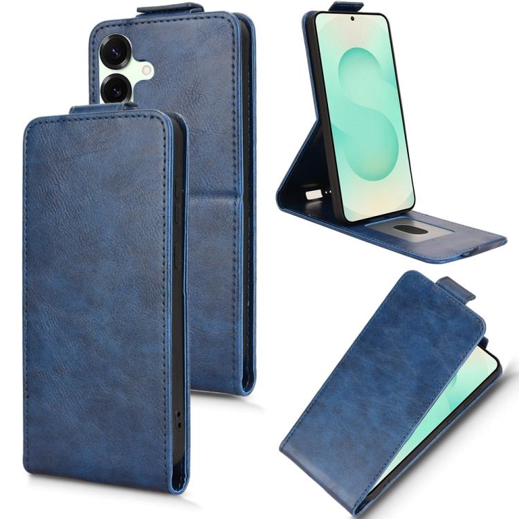 Funda magnética de cuero con tapa vertical y hebilla para Samsung Galaxy S25 FE 5G (azul)