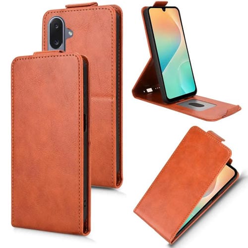 Funda magnética de cuero con tapa vertical y hebilla para Samsung Galaxy M36 5G (marrón)