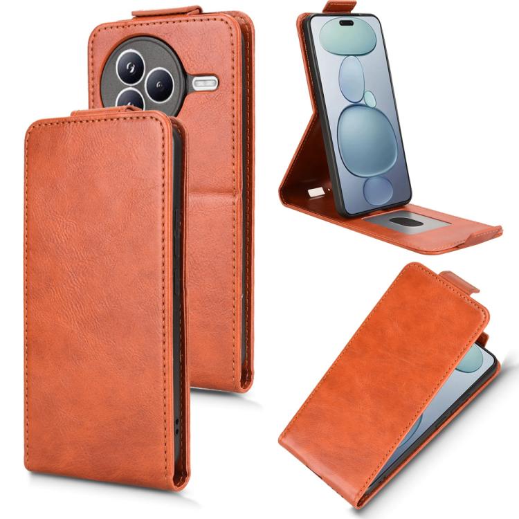 Funda magnética de cuero con tapa vertical y hebilla para Xiaomi Civi 5 Pro 5G (marrón)