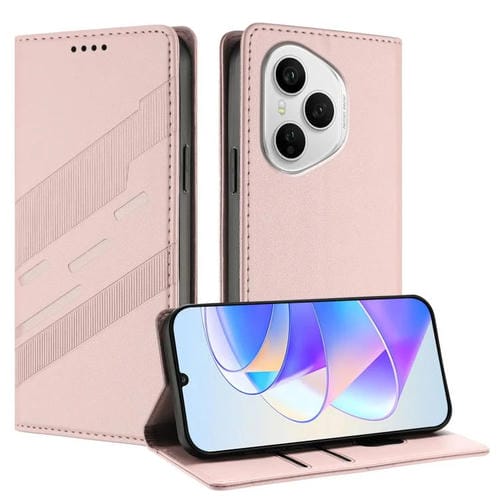 Funda de cuero retro con relieve para Honor 400 Pro Global (160,8 mm) (rosa)