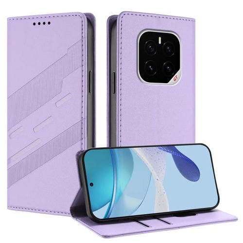 Funda de cuero retro con relieve para Honor GT Pro (morado claro)