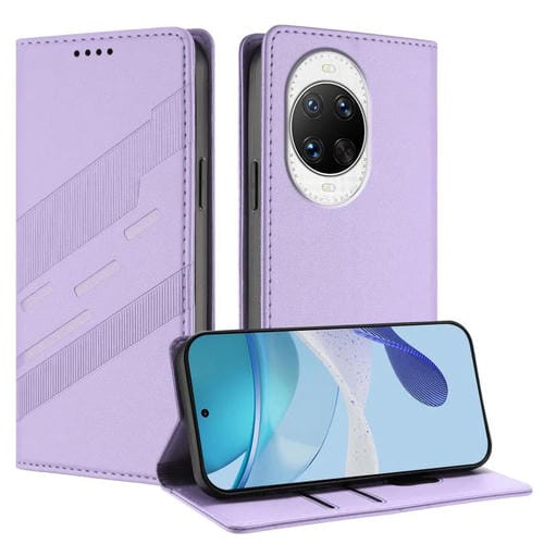 Funda de cuero retro con relieve para Huawei Nova 14 Pro (morado claro)