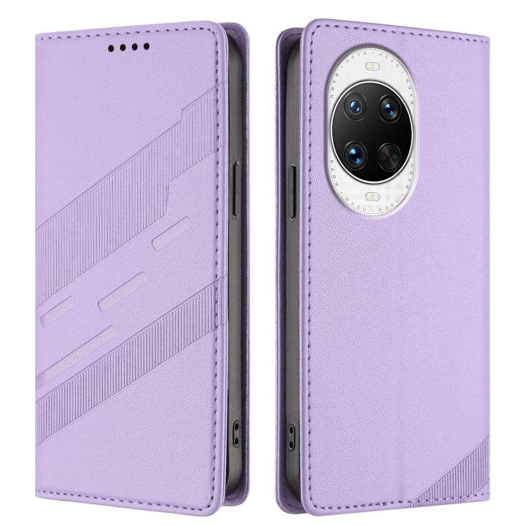 Funda de cuero retro con relieve para Huawei Nova 14 Pro (morado claro)