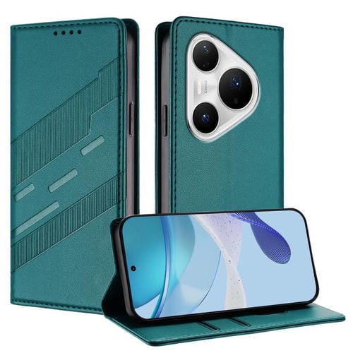 Funda de cuero retro con relieve para Huawei Pura 80 Pro+ (verde oscuro)