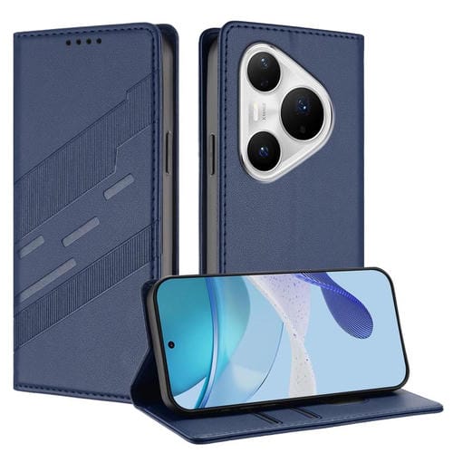 Funda de cuero retro con relieve para Huawei Pura 80 Pro+ (azul oscuro)