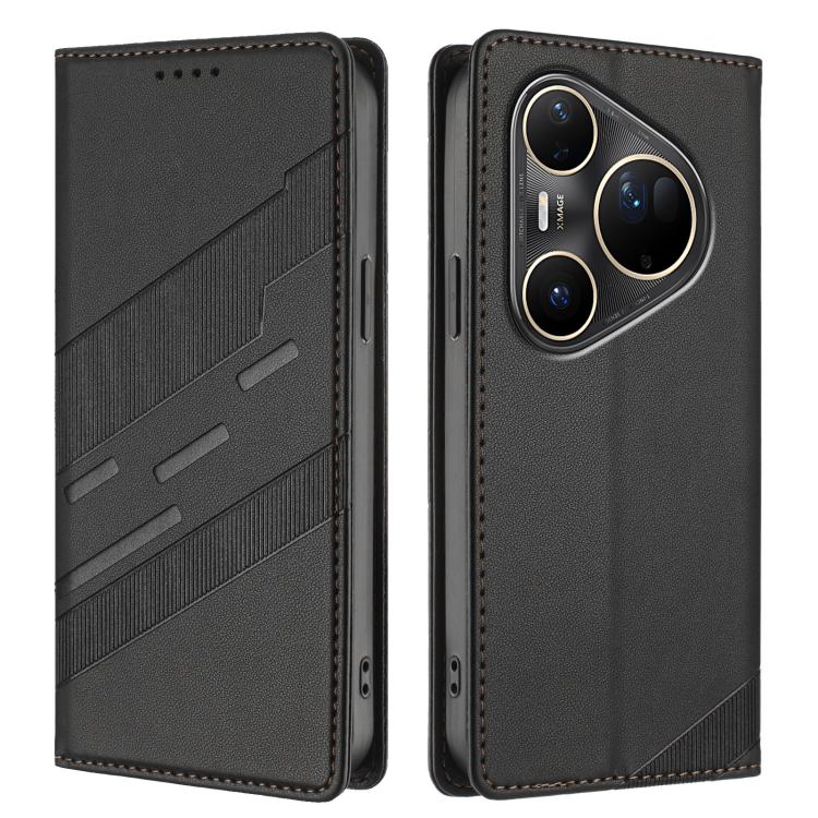 Funda de cuero retro con relieve para Huawei Pura 80 Pro Ultra (negro)