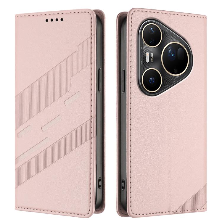 Funda de cuero retro con relieve para Huawei Pura 80 Pro Ultra (rosa)