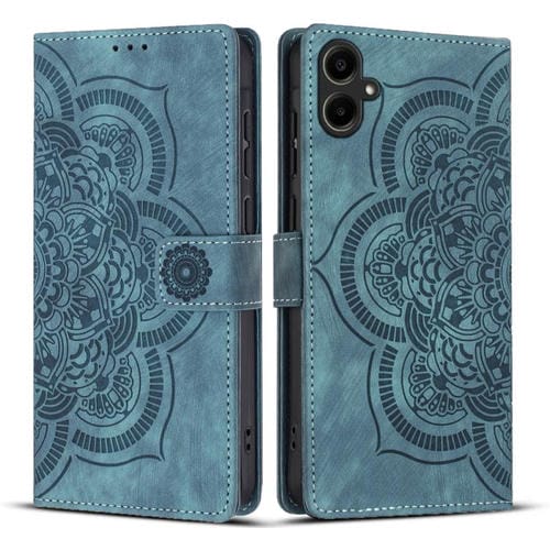Funda de cuero retro esmerilado con relieve de mandala para Samsung Galaxy A07 4G / A06 4G (azul)