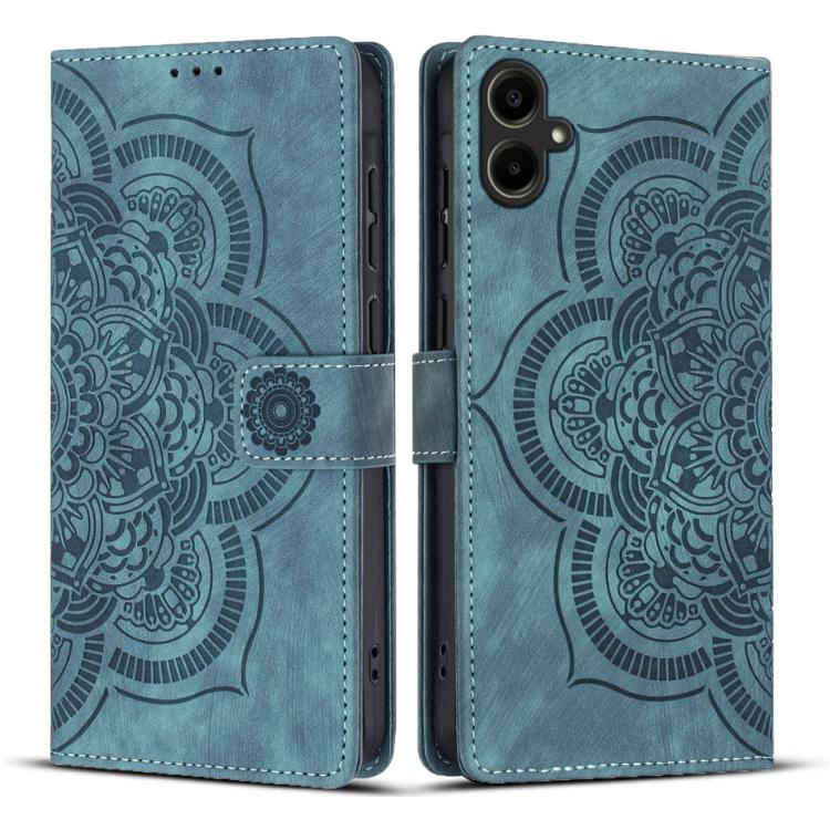 Funda de cuero retro esmerilado con diseño de mandala en relieve para Samsung Galaxy S25 FE 5G (azul)