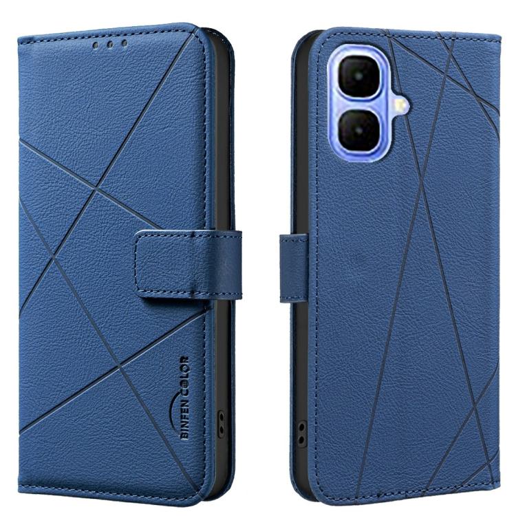 Funda de cuero RFID con patrón geométrico para Infinix Smart 10 4G (azul)