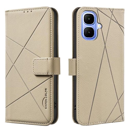 Funda de cuero RFID con patrón geométrico para Infinix Smart 10 4G (beige)