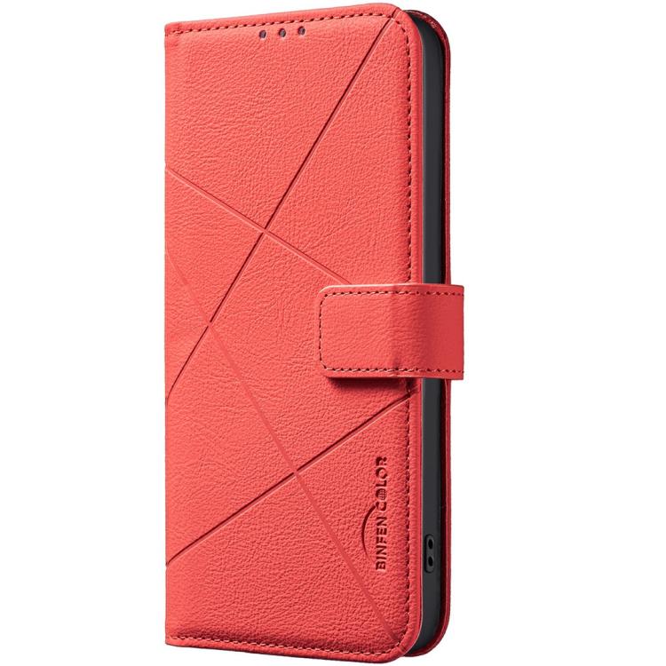 Funda de cuero RFID con patrón geométrico para Infinix Smart 10 4G (roja)