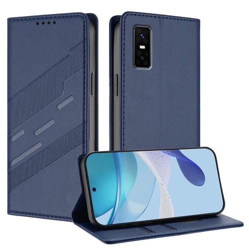Funda de cuero retro con relieve para Infinix GT 30 Pro (azul oscuro)