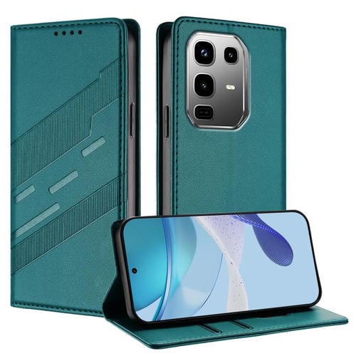 Funda de cuero retro con relieve para Infinix Note 50 Pro+ 5G (verde oscuro)