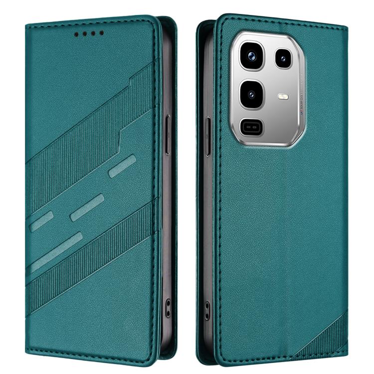 Funda de cuero retro con relieve para Infinix Note 50 Pro 4G (verde oscuro)