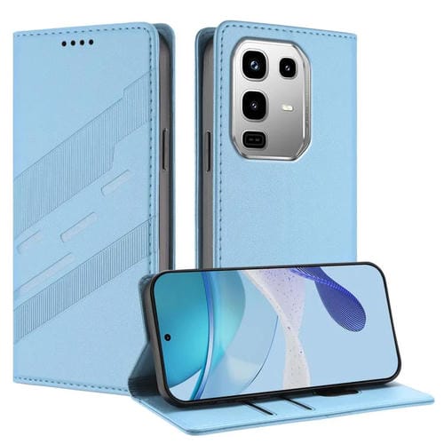 Funda de cuero retro con relieve para Infinix Note 50 Pro 4G (azul claro)