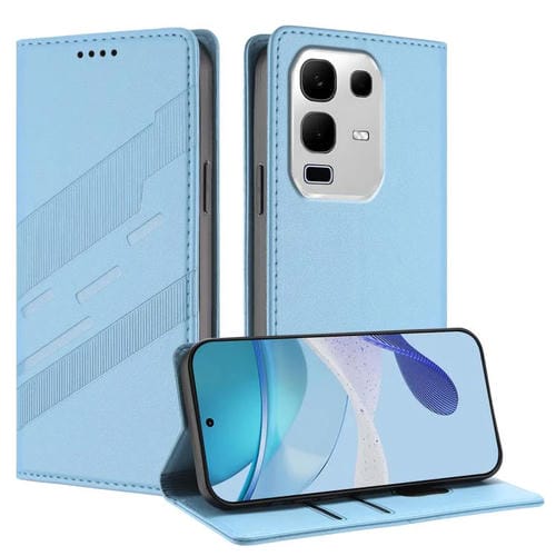 Funda de cuero retro con relieve para Infinix Note 50s 5G (azul claro)