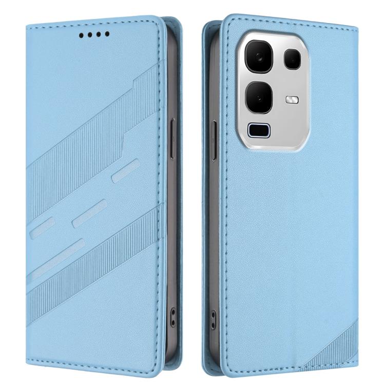 Funda de cuero retro con relieve para Infinix Note 50s 5G (azul claro)