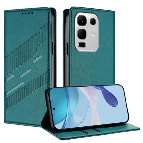 Funda de cuero retro con relieve para Infinix Note 50x 5G (verde oscuro)