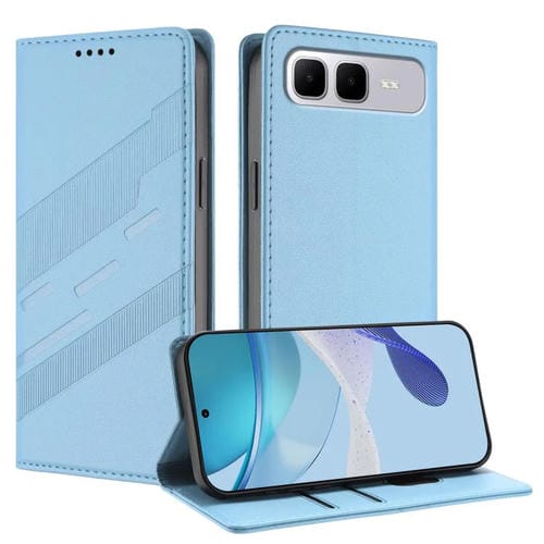 Funda de cuero retro con relieve para Infinix Smart 10 Plus 4G (azul claro)
