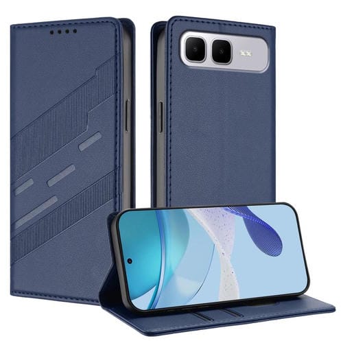 Funda de cuero retro con relieve para Infinix Smart 10 Plus 4G (azul oscuro)