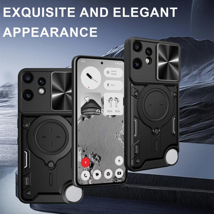 Funda magnética deslizante con textura de CD para CMF Phone 2 Pro (negro)