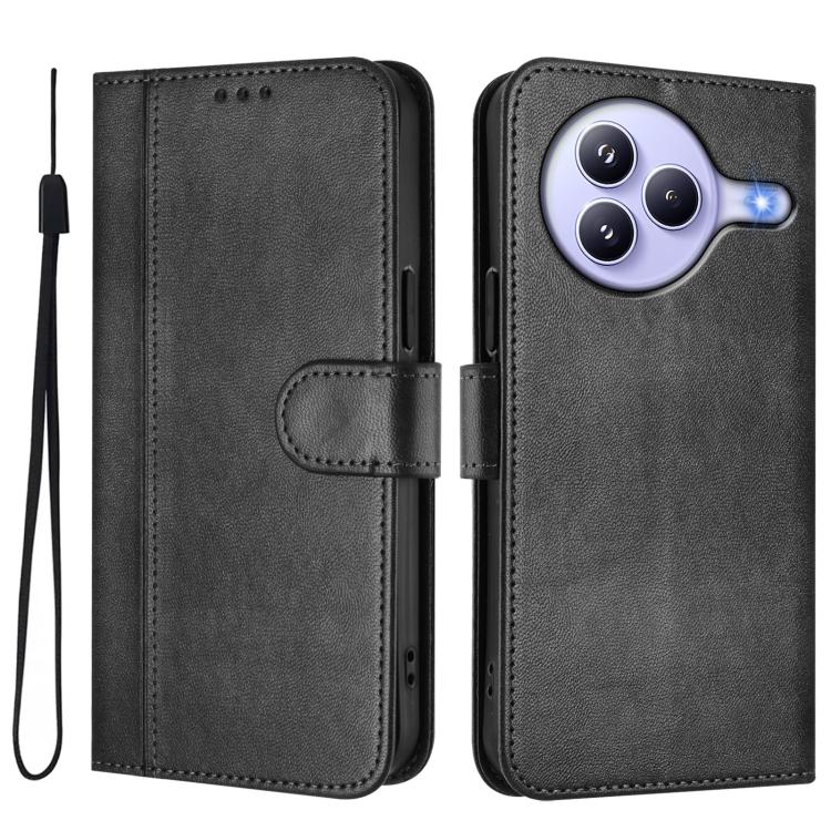 Funda de cuero retro con hebilla de empalme para Xiaomi Civi 5 Pro 5G (negra)