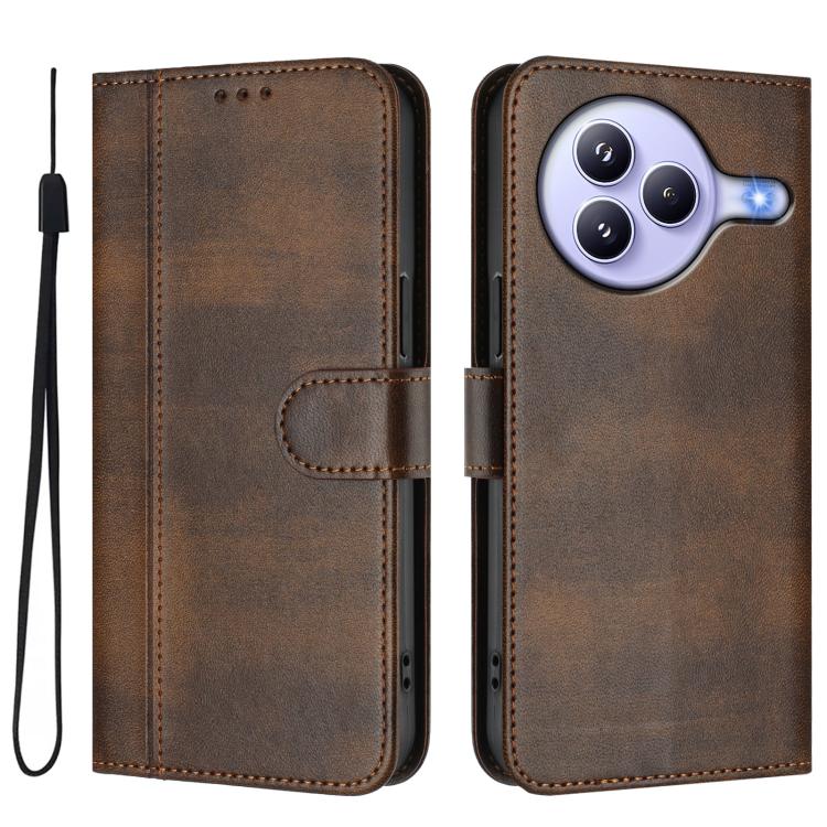 Funda de cuero retro con hebilla de empalme para Xiaomi Civi 5 Pro 5G (marrĂłn)
