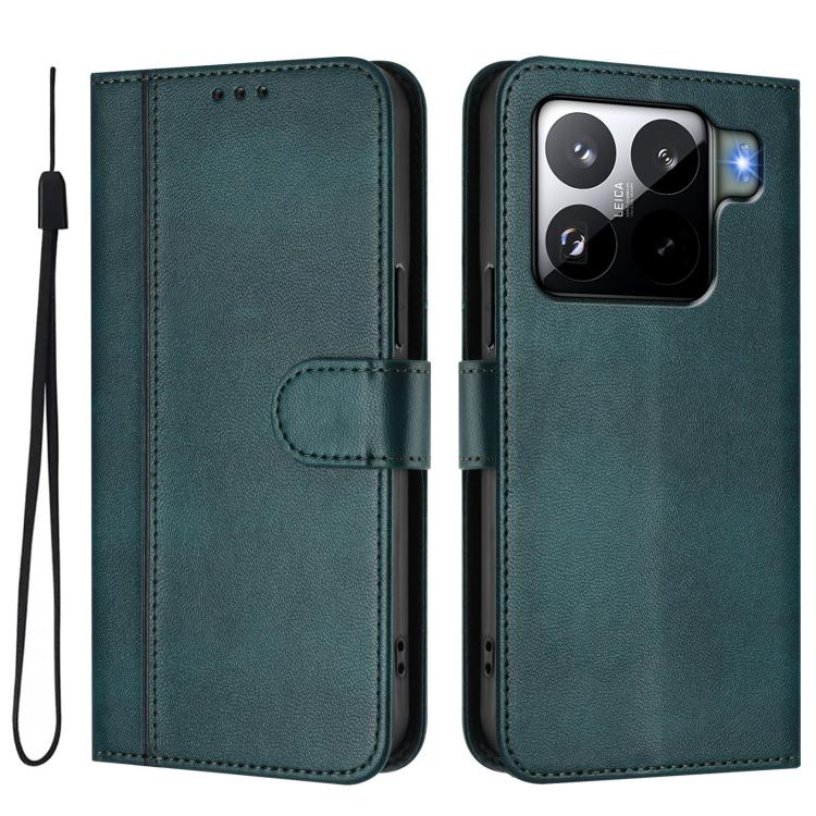 Funda de cuero retro con hebilla de empalme para Xiaomi 15S Pro 5G (verde oscuro)