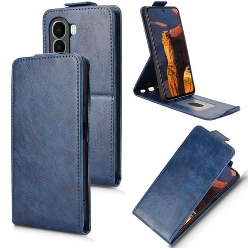 Funda magnética vertical de cuero con hebilla para itel A95 5G (azul)