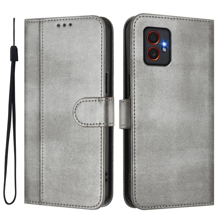 Funda de cuero retro con hebilla y empalme de línea para Samsung Galaxy Xcover7 Pro (gris)