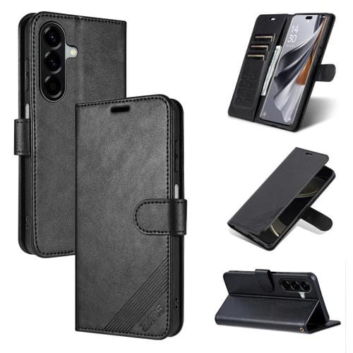 Funda de piel de oveja con tapa AZNS para Samsung Galaxy A17 5G (negra)