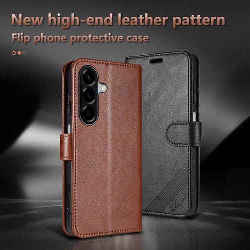 Funda de piel de oveja con tapa AZNS para Samsung Galaxy A17 5G (roja)
