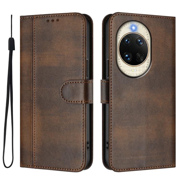 Funda de cuero retro con hebilla de empalme de línea para Huawei Nova 14 (marrón)