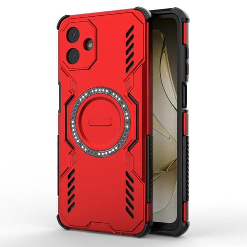 Funda con anillo magnético MagSafe y mariposa para Samsung Galaxy A07 4G (rojo)