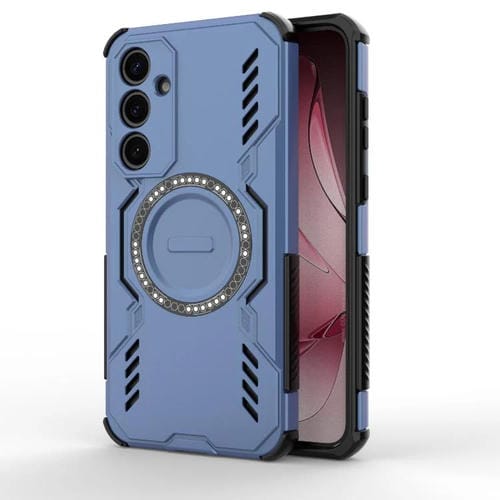 Funda con anillo magnético MagSafe y mariposa para Samsung Galaxy A35 5G (azul)