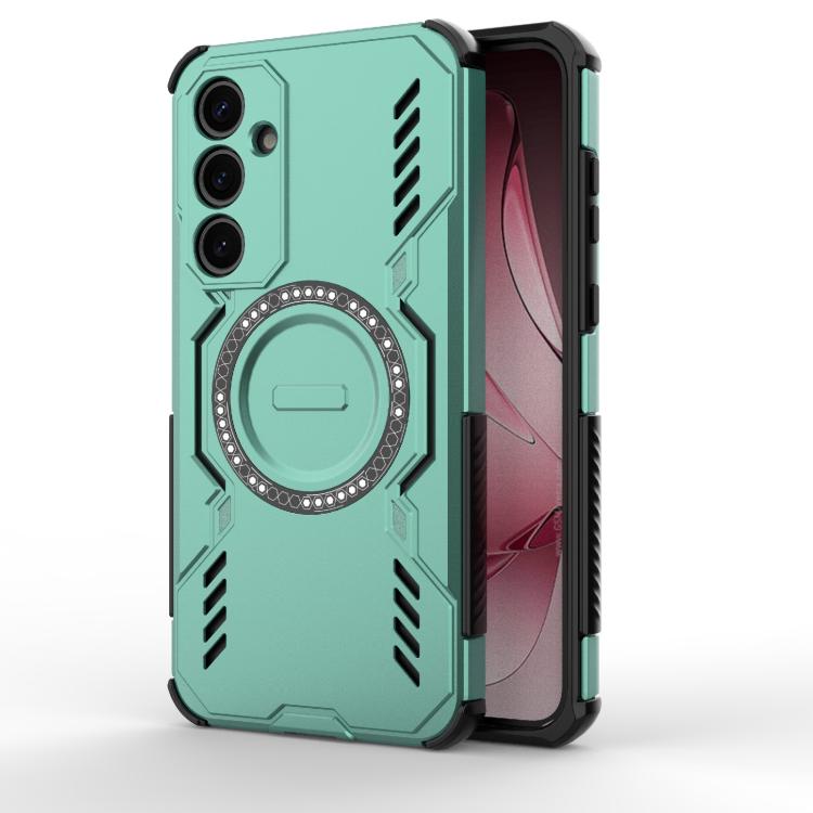 Funda con anillo magnético MagSafe y mariposa para Samsung Galaxy A35 5G (verde claro)