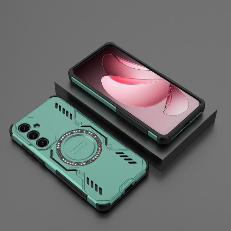 Funda con anillo magnético MagSafe y mariposa para Samsung Galaxy A35 5G (verde claro)