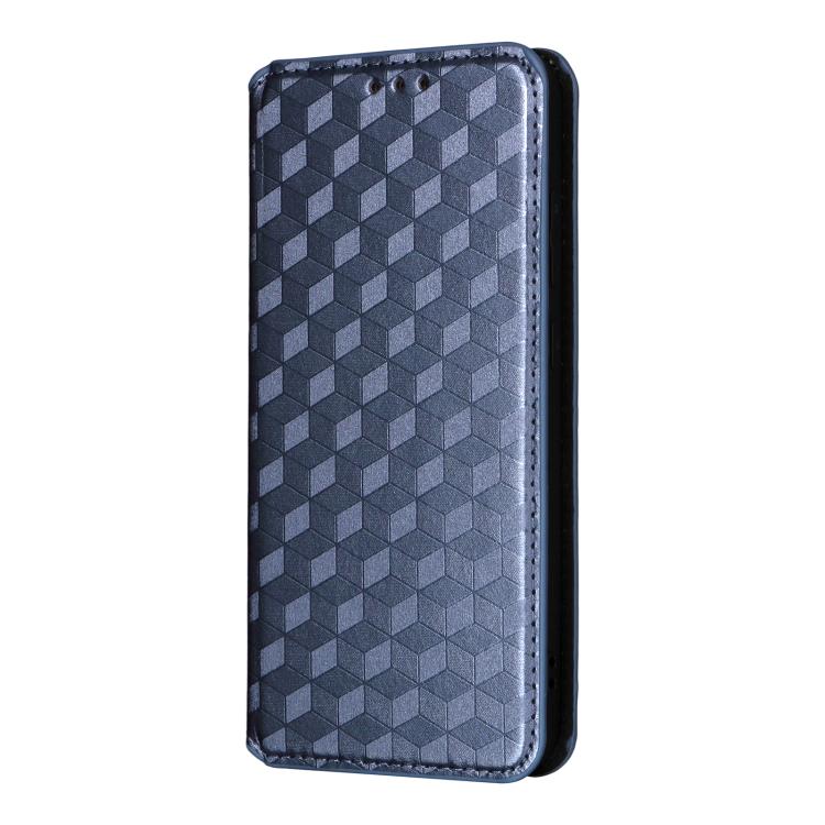 Funda de cuero con tapa y textura de cuadrícula cúbica para Fossibot S3 Pro (azul)