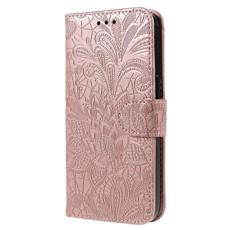Funda de cuero con tapa y estampado floral para Samsung Galaxy XCover7 Pro (oro rosa)