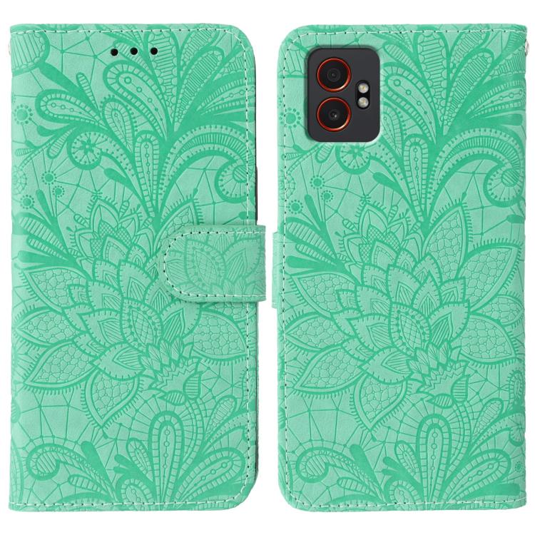 Funda de cuero con tapa y estampado floral para Samsung Galaxy XCover7 Pro (verde)