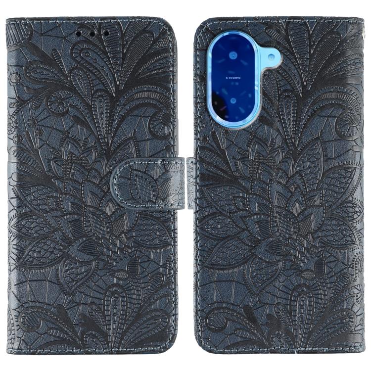 Funda de cuero con tapa y estampado floral para Redmi A5 4G (173,3 mm) (azul oscuro)